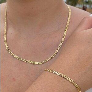Necklace 20" Bracelet 7.5" Womens 14K GOld Filled Pulsera Cadena Oro Laminado